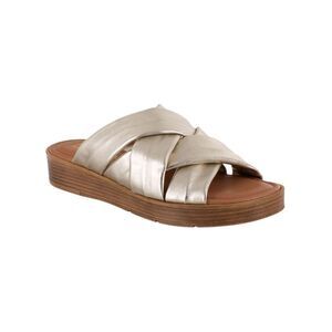 BELLA VITA Womens Champagne Gold Tor-italy Wedge Slip On Slide Sandals 8 M